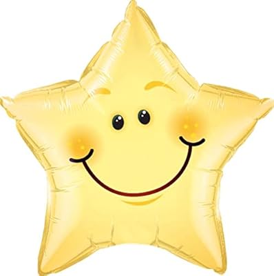 Ballon en aluminium en forme d'étoile smiley qualtex, 20