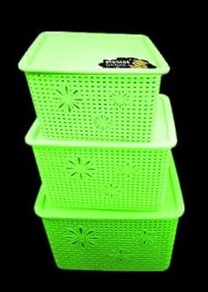 Paniers rectangulaires larges en plastique toto dealstm combo (lot de 3 pièces)(matériau