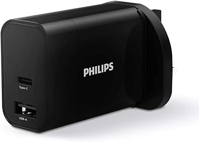 Chargeur mural double port philips 30 w avec prise en charge pd dlp2621/05