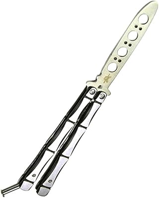 Couteau d'entraînement papillon en acier inoxydable, conception scorpion pour l'entraînement balisong (argent)