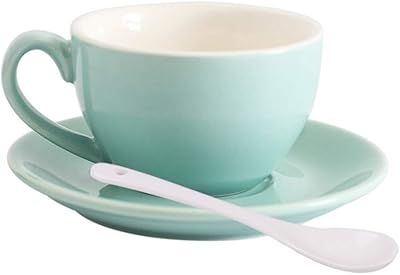 Ensemble de tasses et soucoupes à cappuccino aux couleurs vives assorties, porcelaine durable