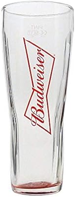 1 x pinte en verre trempé et émail budweiser (base rouge)