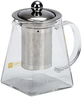 Théière en verre royalford résistant au lave-vaisselle, 550 ml, acier inoxydable