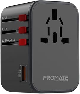 Adaptateur de voyage promate, adaptateur de charge gan universel avec prise secteur 1840