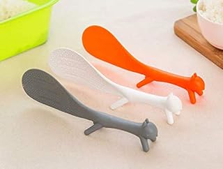 3 jolies cuillères à riz antiadhésives en forme d'écureuil en plastique