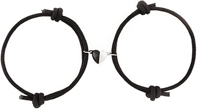 Bracelets assortis à distance avec boucle magnétique en forme de cœur noir