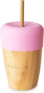 Tasse en bambou écologique rascal's 240 ml + couvercle + 2 pailles
