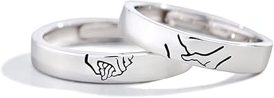 Bagues de couple réglables en argent 925 au design créatif pour hommes