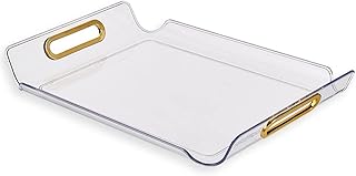 Plateau de service avec poignées plateaux décoratifs en acrylique transparent pour table
