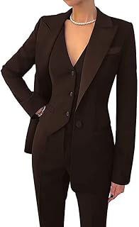 Costume pantalon 3 pièces pour femme d'affaires de bureau professionnel, coupe cintrée, blazer