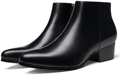 Bottes en cuir véritable pour hommes, talons hauts de 5 cm, bottines à