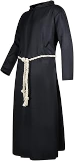 Peignoir noir à capuche avec ceinture en corde pour costume de cosplay