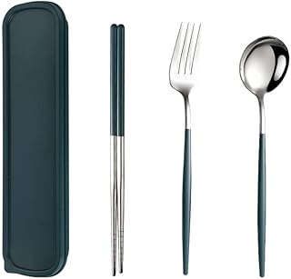 Ensemble de couverts amater en acier inoxydable, cuillère réutilisable, baguettes, fourchette, couverts portables