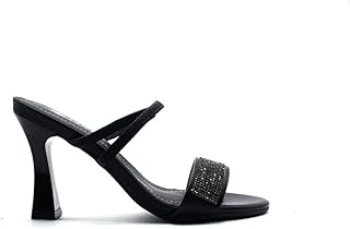 Chaussures à talons hauts parsemées de petites pierres et bride élastique sur le devant