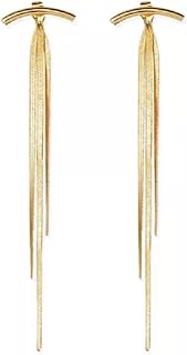 Boucles d'oreilles pendantes à pampilles en métal plaqué or 14 carats, 3,7", or