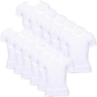 Maillot de corps homme en coton blanc, t-shirt col u, lot de 12