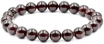 Bracelet extensible en pierres précieuses naturelles avec grenat rouge blanc et pierre reiki