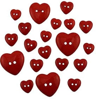 Boutons de couture et d'artisanat bountiful - coeurs rouges - paquet de 3