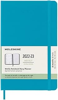 Cahier hebdomadaire moleskine 2023, 18 cm, grand, bleu manganèse, couverture rigide