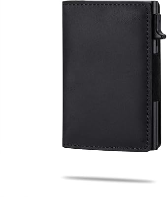 Portefeuille pour homme en cuir véritable avec blocage rfid arabian oryx, noir, profilé