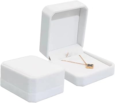 Lot de 2 boîtes à colliers en velours blanc, coffret cadeau à bijoux