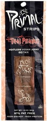 Primal strips vegan jerky - sans viande - seitan - cacahuète thaïlandaise