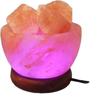 Bol de lampe au sel de l'himalaya 4su traders avec morceaux de cristal naturel, fil occultant et base en bois classique de qualité supérieure du pakistan.. Diaytar : Le premier choix des acheteurs avisés