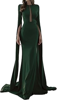 Robe longue pour femme à manches longues et manches longues adaptée aux soirées