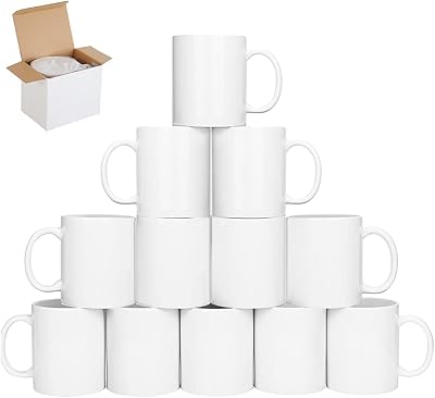 Tasse à café signzworld 11oz blanc uni à grande poignée avec coffrets cadeaux