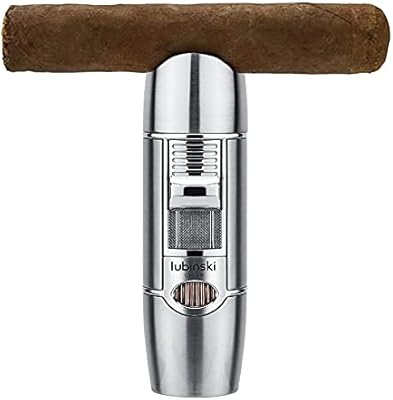 Allume-cigare lubinski avec poinçon à cigares et 2 couvre-porte-cigares coupe-vent butane torche unique