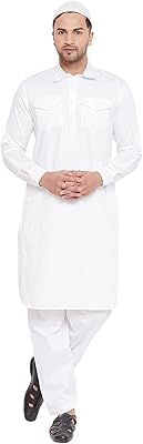 Ensemble pyjama kurta spécial festif pour homme pur coton blanc blanc
