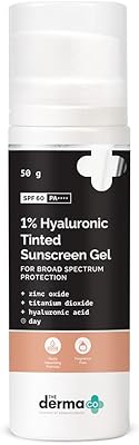 Gel écran solaire teinté hyaluronique 1 % the derma co pour une protection