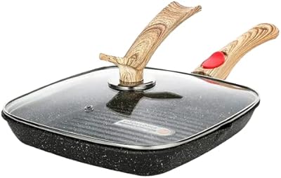 Poêle grill en fonte d'aluminium de 28 cm avec fond antiadhésif pour induction