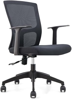 Chaise de bureau en maille à dossier moyen avec cadre noir accoudoir fixe