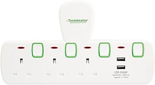 Adaptateur multiprise universel 4 voies terminator avec 2 usb 2,1 a et indicateurs