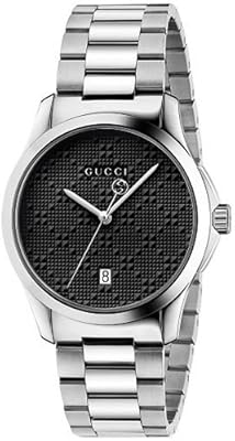 Montre habillée à quartz suisse gucci, acier inoxydable argenté pour homme, modèle ya126460