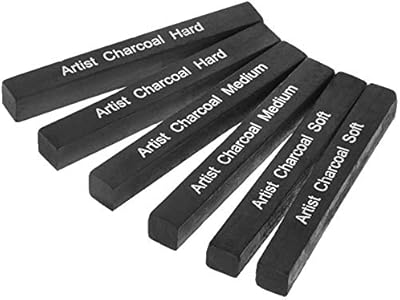 6 bâtons de charbon de bois compressé pour dessiner sur du fusain, assortiment