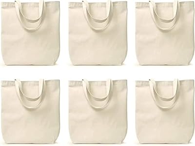 Sacs fourre-tout à bandoulière en coton lot de 6