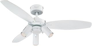 Ventilateur de plafond d'intérieur westinghouse lightning jet plus, métal, 1 watt, finition blanche