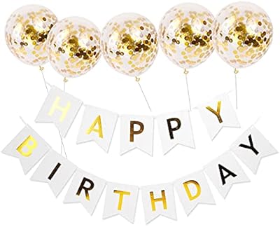 Ballons joyeux anniversaire 5 en latex avec confettis dorés décoration de fête