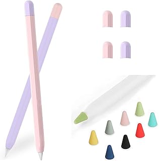 Étui en silicone pour apple pencil 2ème génération avec 4 capuchons de crayon