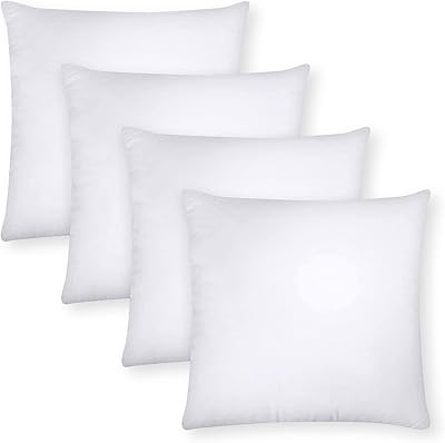 Ensemble de 4 oreillers décoratifs ikasa, 100% fibres vierges, design carré hypoallergénique