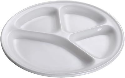 Assiette divisée en porcelaine porcelita, taille 10,5 pouces, ivoire