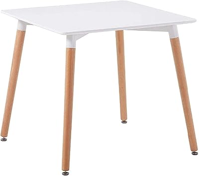 Table à manger moderne en bois lani, table de cuisine de forme carrée