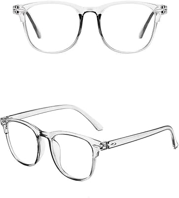 Lunettes d'ordinateur unisexes transparentes bloquant la lumière avec sac, bleu, transparent, 148