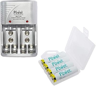 Power 4 piles rechargeables aa avec chargeur intelligent pour et nicd