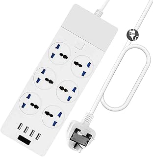 Rallonge de 2 m, adaptateur secteur b1 6 voies, 4 ports usb