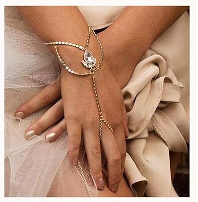 Collier de main de mariage avec perles en strass d'alo en collier