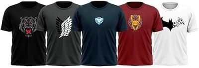 Lot de 5, 4, 3, t-shirts imprimés multicolores à manches mi-longues bon marché