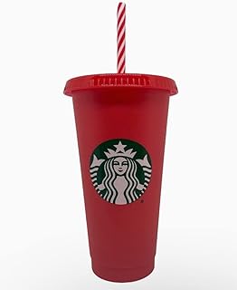 Tasse froide en plastique réutilisable avec logo starbucks serene christmas - rouge, 24
